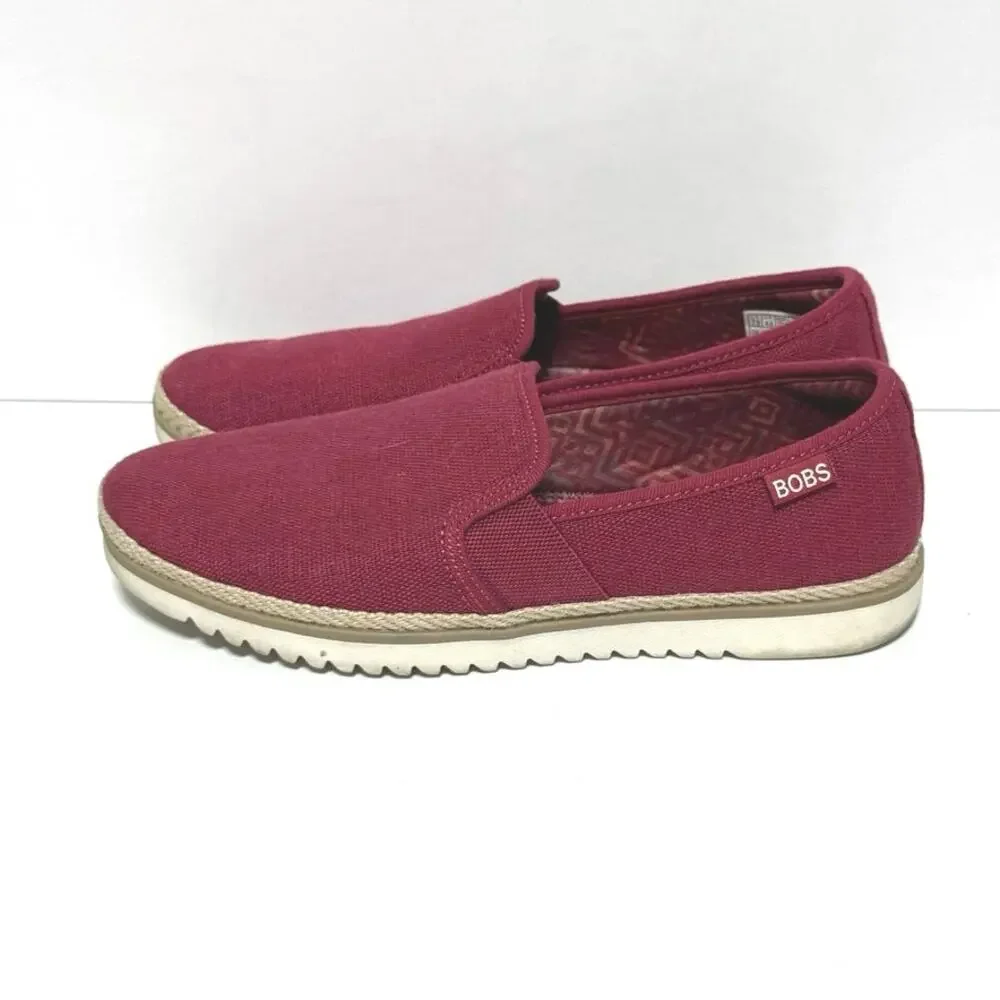 Skechers Bobs Women’s Size 7.5 Flexpadrille Slip On Canvas Shoes Rubber Sole Red - Picture 4 of 12